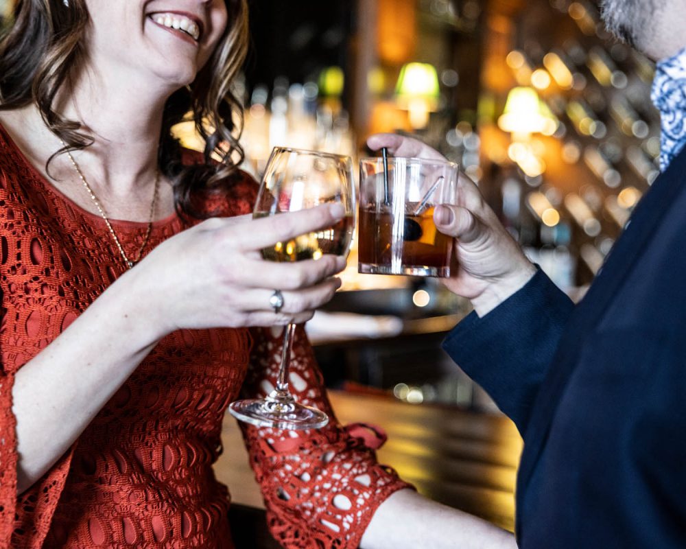 Couple enjoying cocktails